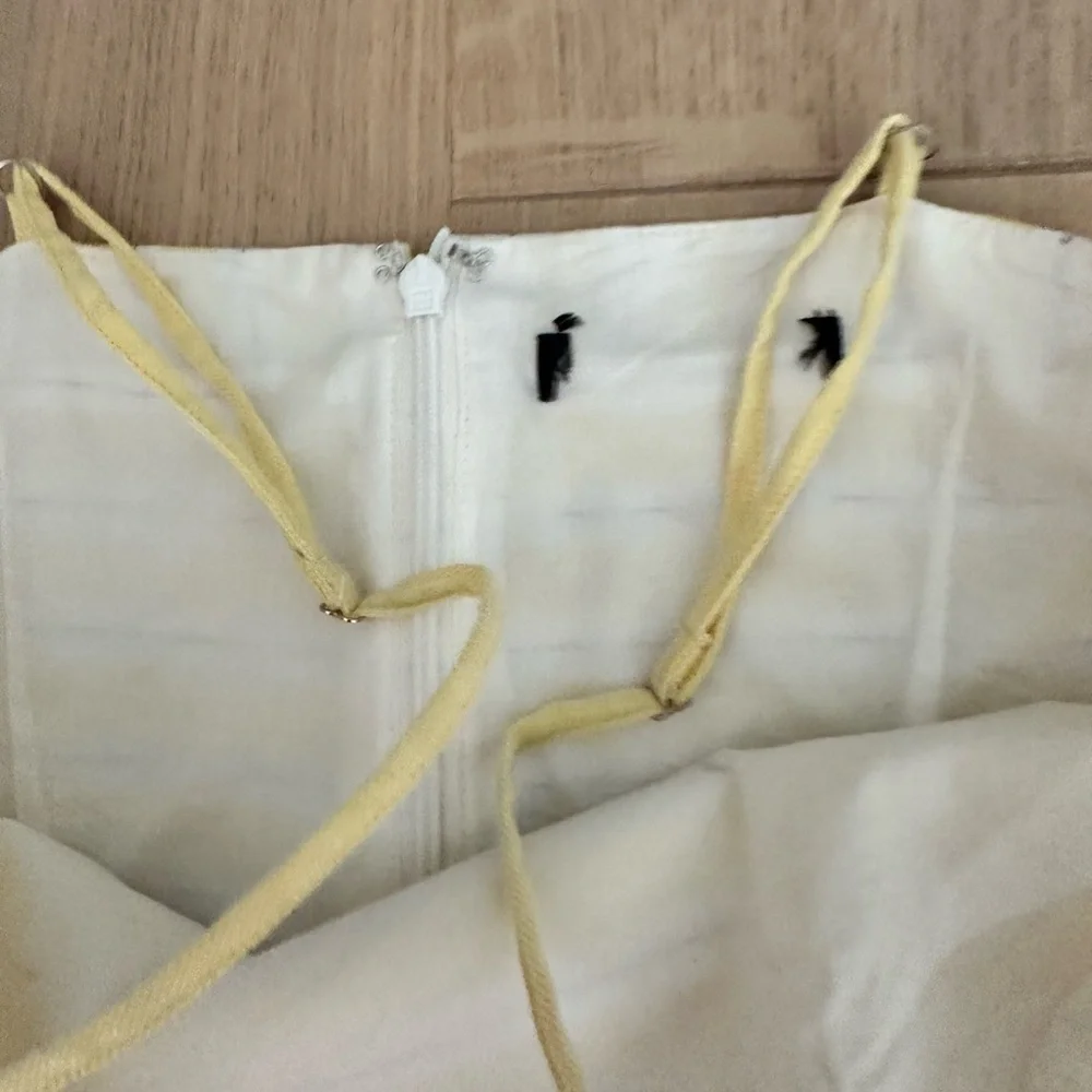 butter yellow & white striped jumpsuit